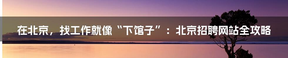 在北京，找工作就像“下馆子”：北京招聘网站全攻略