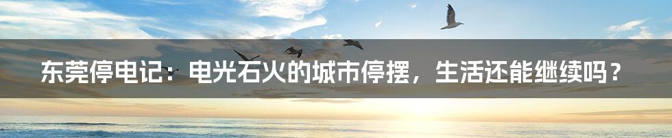 东莞停电记:电光石火的城市停摆,生活还能继续吗?