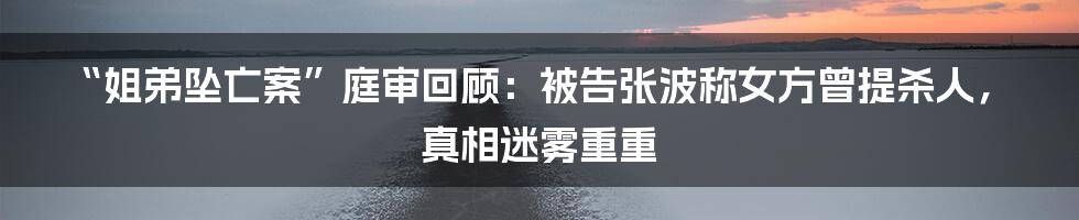 “姐弟坠亡案”庭审回顾：被告张波称女方曾提杀人，真相迷雾重重