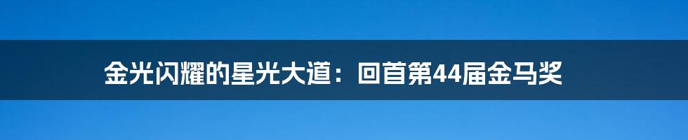 金光闪耀的星光大道：回首第44届金马奖