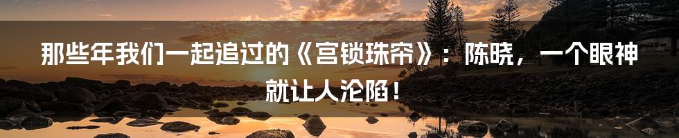 那些年我们一起追过的《宫锁珠帘》：陈晓，一个眼神就让人沦陷！
