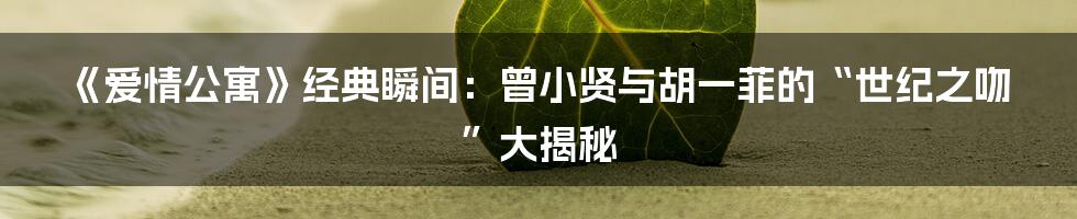 《爱情公寓》经典瞬间：曾小贤与胡一菲的“世纪之吻”大揭秘
