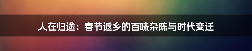 人在归途：春节返乡的百味杂陈与时代变迁