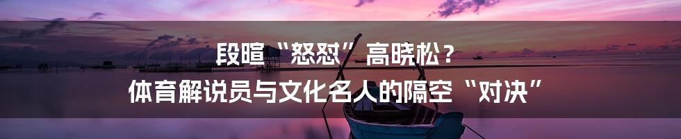 段暄“怒怼”高晓松？ 体育解说员与文化名人的隔空“对决”