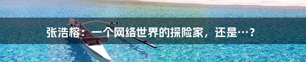 张浩榕：一个网络世界的探险家，还是…？