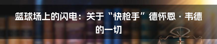 篮球场上的闪电：关于“快枪手”德怀恩·韦德的一切