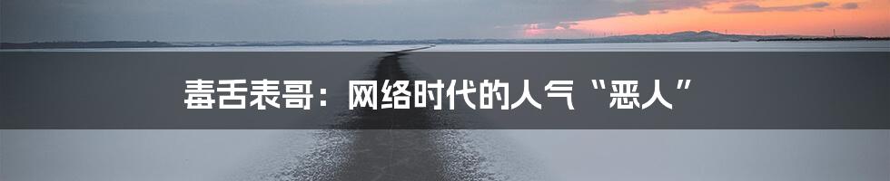 毒舌表哥：网络时代的人气“恶人”