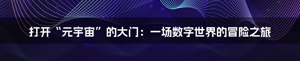 打开“元宇宙”的大门:一场数字世界的冒险之旅