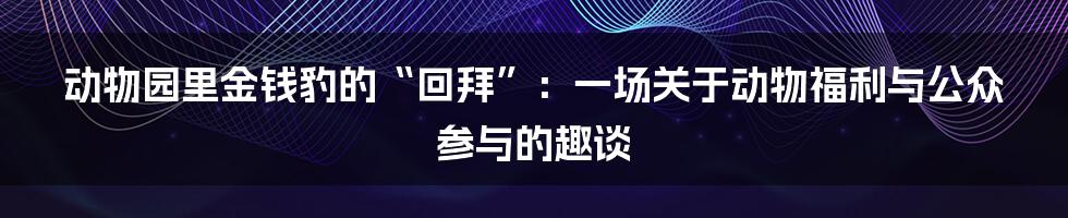 动物园里金钱豹的“回拜”：一场关于动物福利与公众参与的趣谈