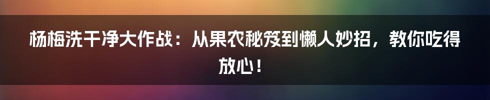杨梅洗干净大作战：从果农秘笈到懒人妙招，教你吃得放心！