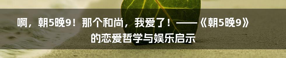 啊,朝5晚9!那个和尚,我爱了!——《朝5晚9》的恋爱哲学与娱乐启示
