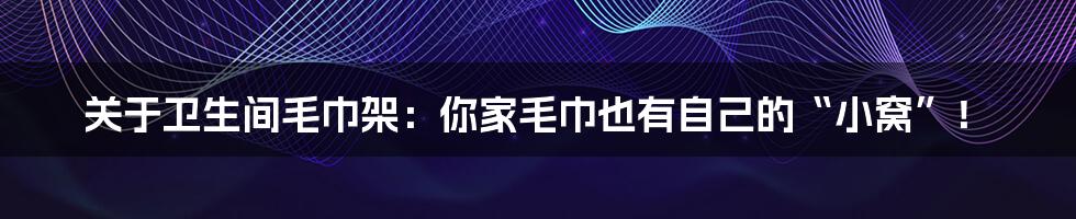 关于卫生间毛巾架:你家毛巾也有自己的“小窝”!