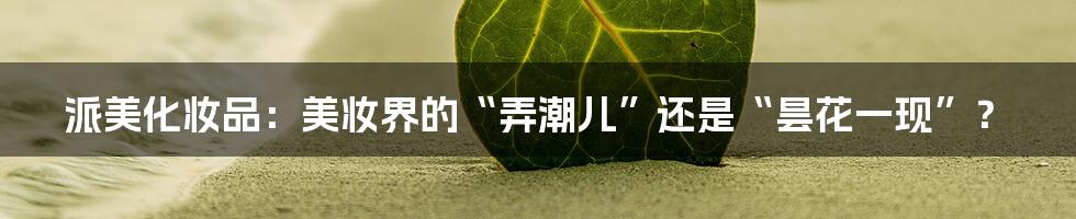 派美化妆品：美妆界的“弄潮儿”还是“昙花一现”？