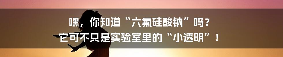 嘿,你知道“六氟硅酸钠”吗? 它可不只是实验室里的“小透明”!