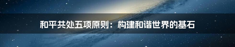 和平共处五项原则:构建和谐世界的基石