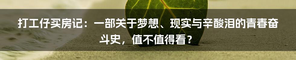 打工仔买房记：一部关于梦想、现实与辛酸泪的青春奋斗史，值不值得看？