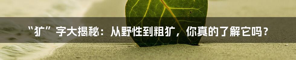 “犷”字大揭秘：从野性到粗犷，你真的了解它吗？