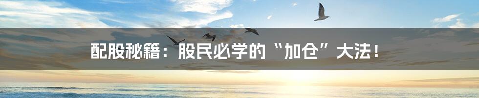 配股秘籍:股民必学的“加仓”大法!