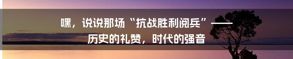 嘿，说说那场“抗战胜利阅兵”—— 历史的礼赞，时代的强音