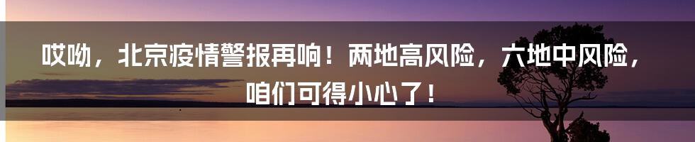 哎呦,北京疫情警报再响!两地高风险,六地中风险,咱们可得小心了!