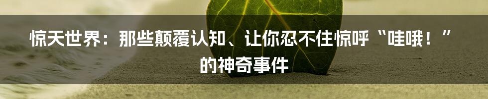 惊天世界：那些颠覆认知、让你忍不住惊呼“哇哦！”的神奇事件