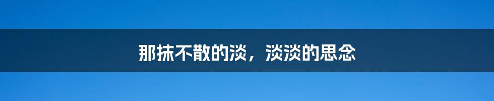 那抹不散的淡,淡淡的思念
