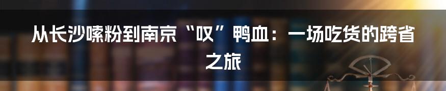 从长沙嗦粉到南京“叹”鸭血:一场吃货的跨省之旅
