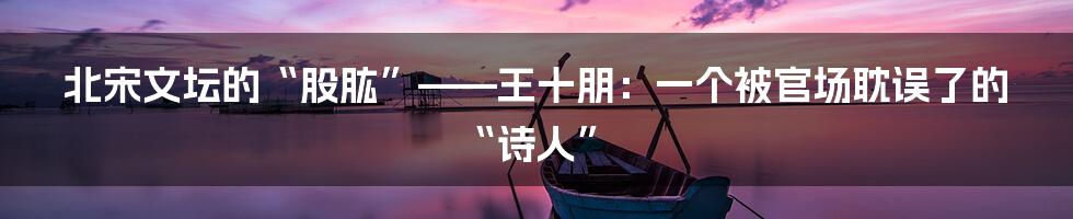 北宋文坛的“股肱”——王十朋：一个被官场耽误了的“诗人”