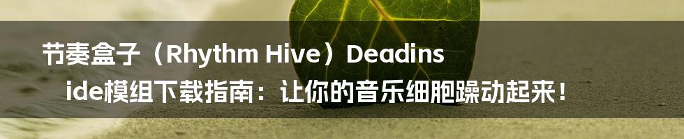 节奏盒子(Rhythm Hive)Deadinside模组下载指南:让你的音乐细胞躁动起来!