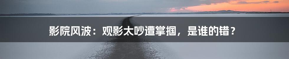 影院风波:观影太吵遭掌掴,是谁的错?