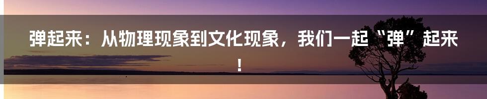 弹起来:从物理现象到文化现象,我们一起“弹”起来!