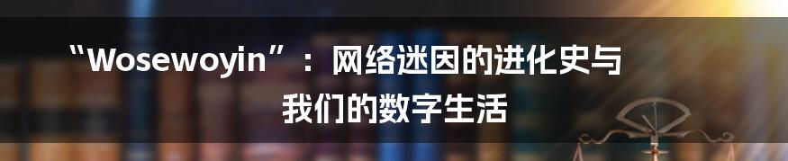 “Wosewoyin”：网络迷因的进化史与我们的数字生活
