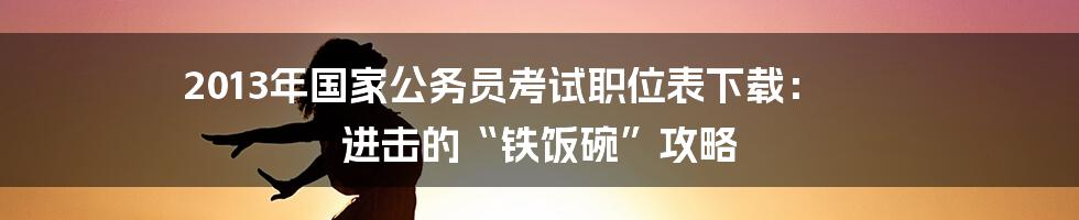 2013年国家公务员考试职位表下载： 进击的“铁饭碗”攻略