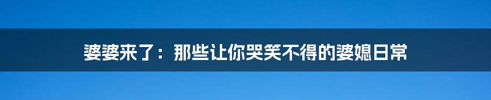 婆婆来了:那些让你哭笑不得的婆媳日常