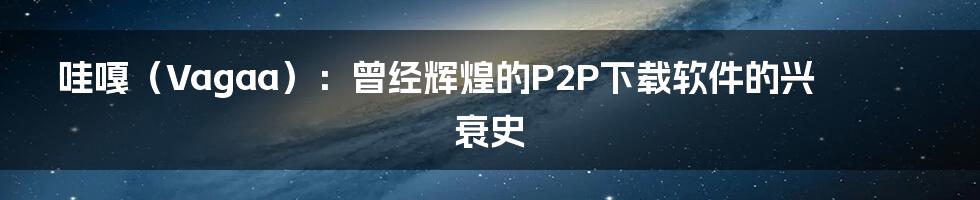 哇嘎（Vagaa）：曾经辉煌的P2P下载软件的兴衰史