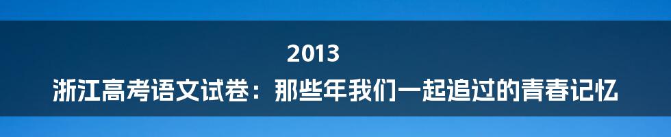 2013 浙江高考语文试卷：那些年我们一起追过的青春记忆
