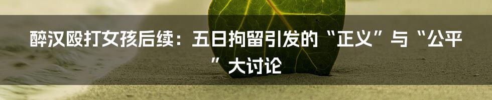 醉汉殴打女孩后续:五日拘留引发的“正义”与“公平”大讨论