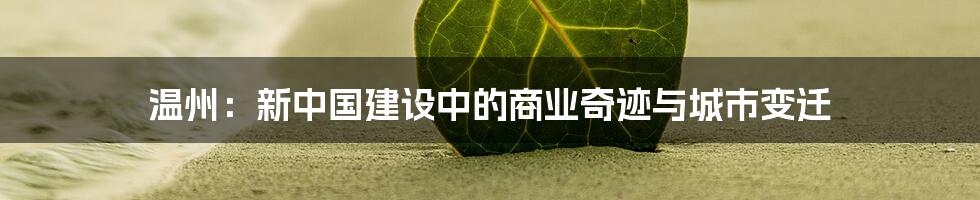 温州：新中国建设中的商业奇迹与城市变迁