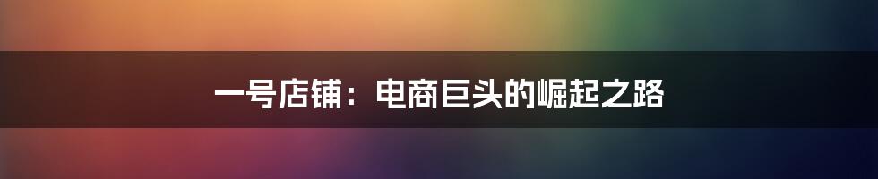 一号店铺：电商巨头的崛起之路