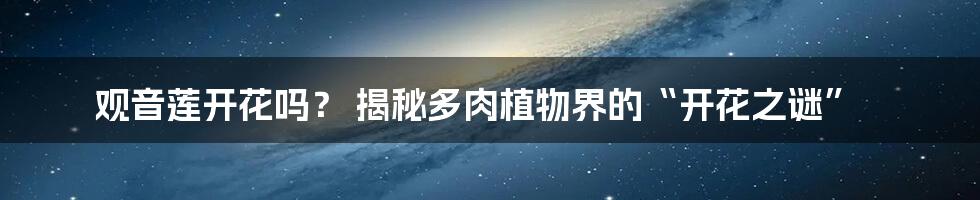 观音莲开花吗? 揭秘多肉植物界的“开花之谜”