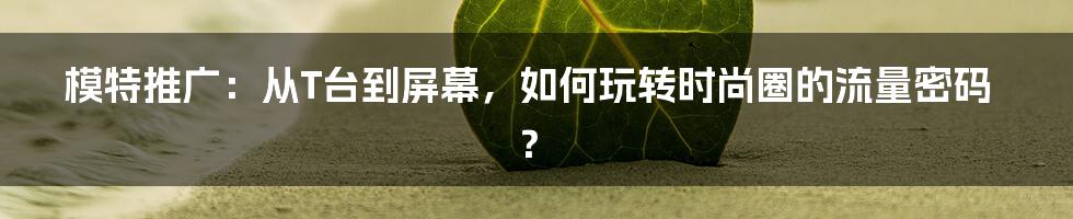 模特推广:从T台到屏幕,如何玩转时尚圈的流量密码?