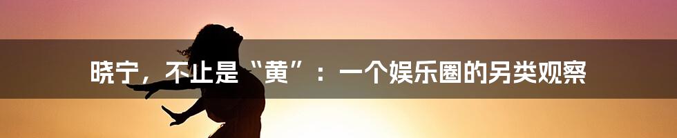 晓宁,不止是“黄”:一个娱乐圈的另类观察