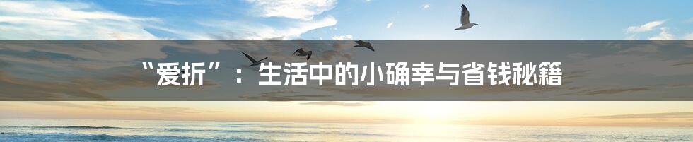 “爱折”：生活中的小确幸与省钱秘籍