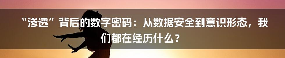“渗透”背后的数字密码:从数据安全到意识形态,我们都在经历什么?