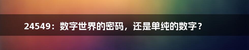 24549:数字世界的密码,还是单纯的数字?