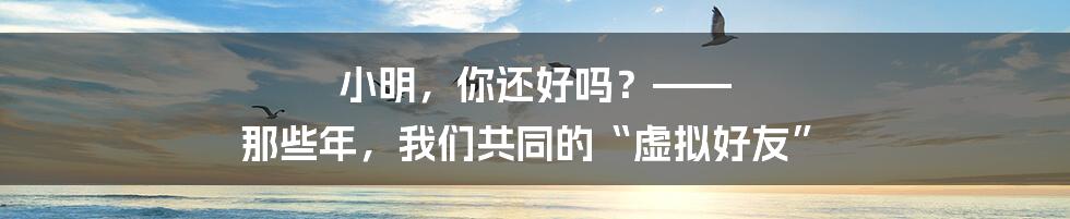 小明，你还好吗？—— 那些年，我们共同的“虚拟好友”