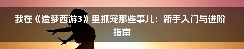 我在《造梦西游3》里抓宠那些事儿:新手入门与进阶指南