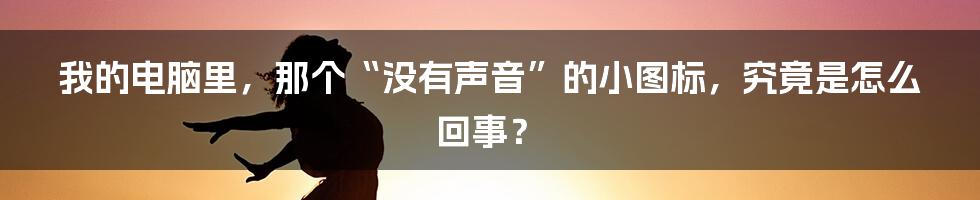 我的电脑里，那个“没有声音”的小图标，究竟是怎么回事？