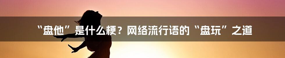“盘他”是什么梗？网络流行语的“盘玩”之道