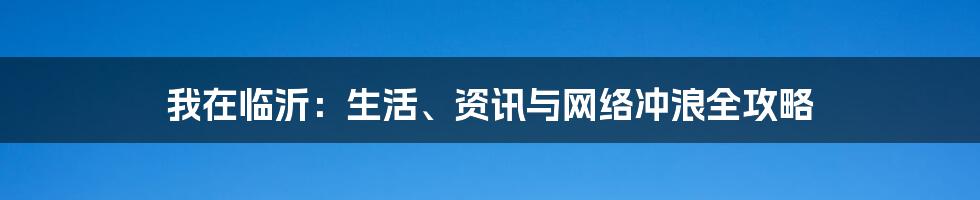 我在临沂:生活、资讯与网络冲浪全攻略